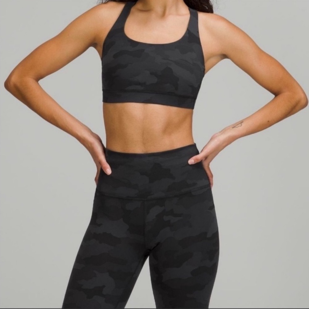 Lululemon Energy Black Camo Energy Bra Size 8